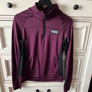 PINK Victoria's Secret Maroon Half-Zip Pullover with Black Trim
